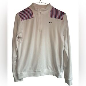 Vineyard Vines Girls SZ L 14 Cotton Shep Shirt Sweatshirt Pullover 1/4 Zip White